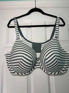 Lane Bryant Gray & White Striped Underwire Bra